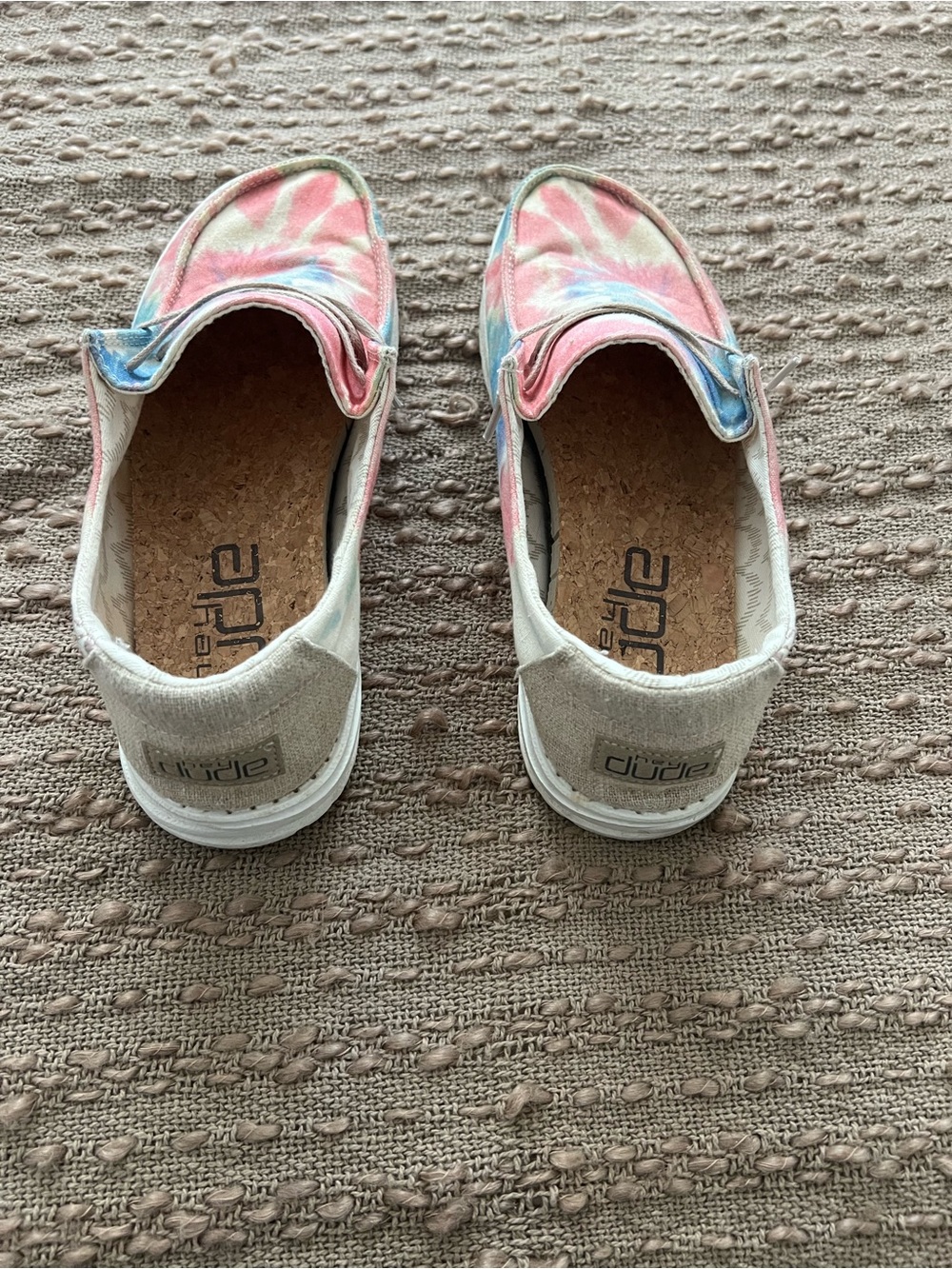 Hey Dude Women’s Tie-Dye Slip-On Moccasins in Pink and Blue - Picture 3 of 7